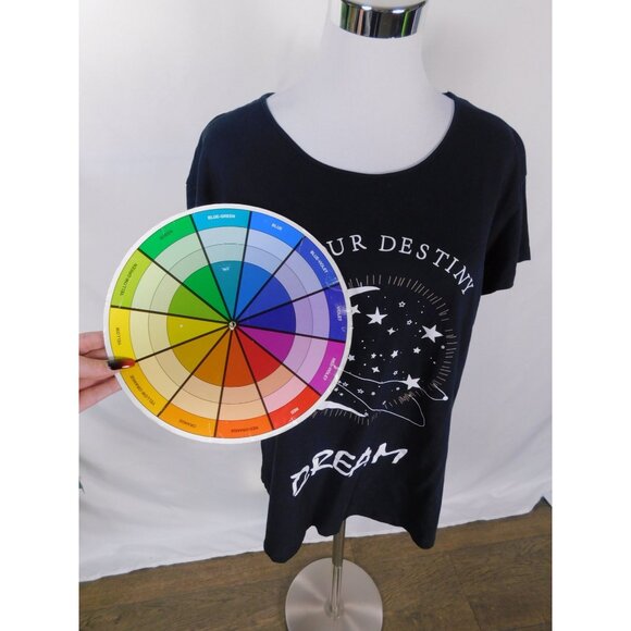 Mia Luce Its Our Destiny Dream Graphic Tee Loungewear Top Black L - Picture 10 of 10
